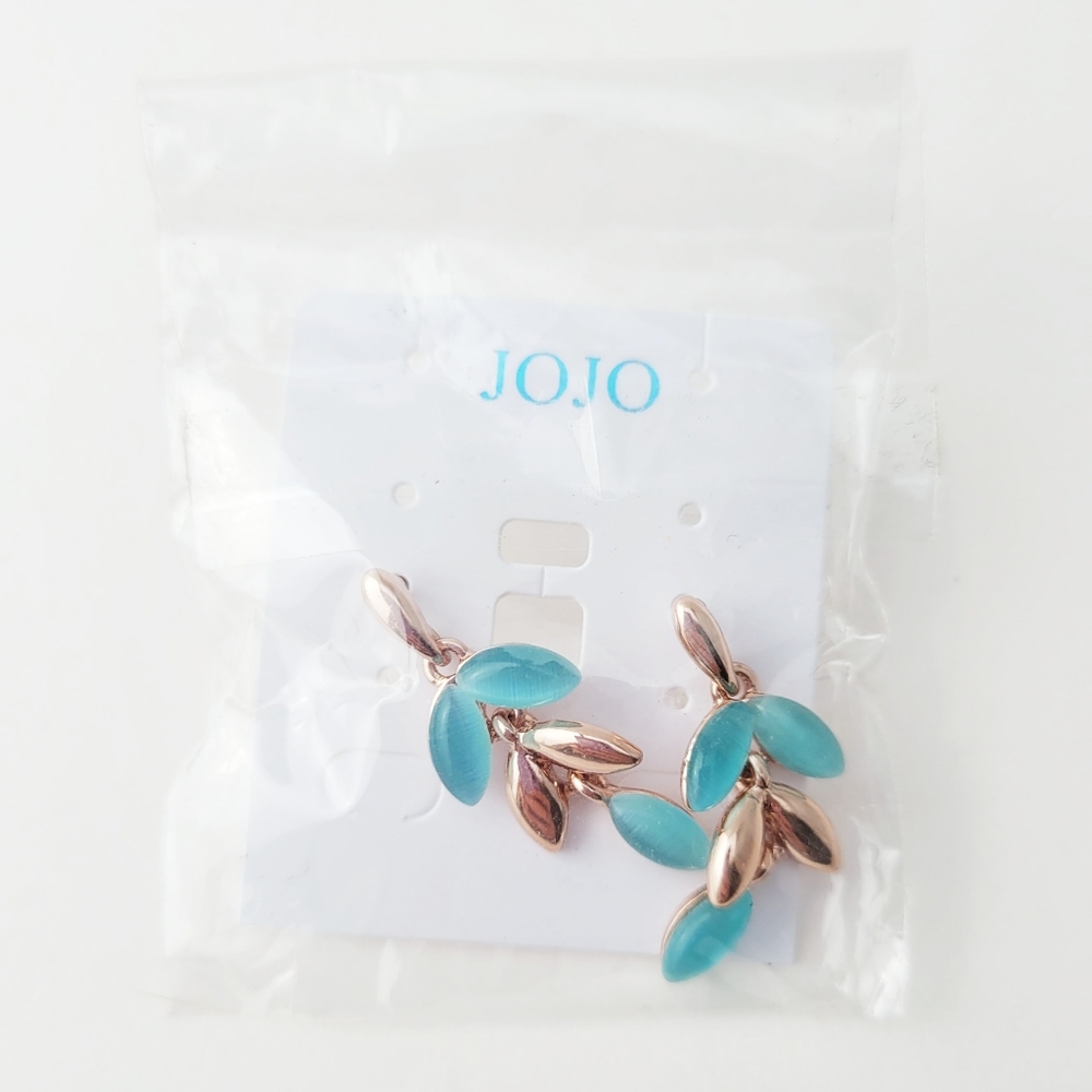 Jojo Blue and Rose Gold Earrings